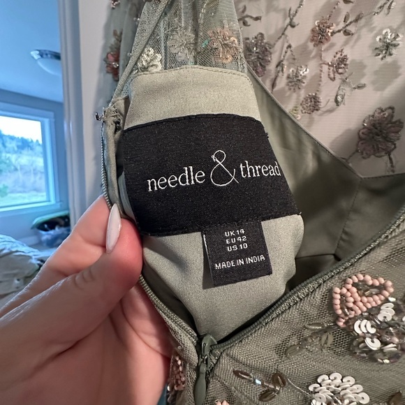 Needle & Thread Green Floral Embroidered Dress - Picture 3 of 4